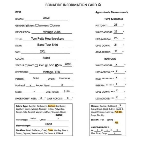 Anvil Mens Vintage 2005 Tom Petty Heartbreakers Band Tour Shirt 2XL Black AN GDD - Picture 11 of 11